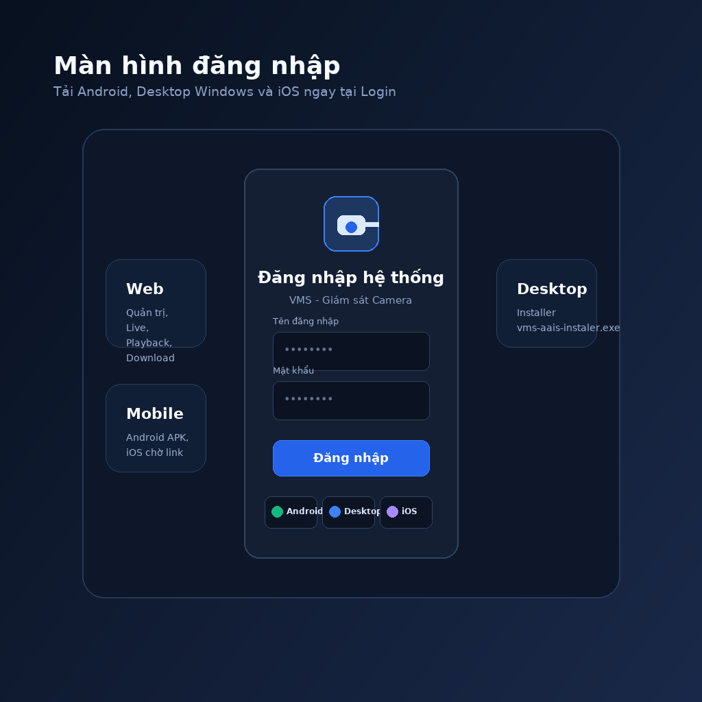 Màn hình đăng nhập có nút tải ứng dụng
